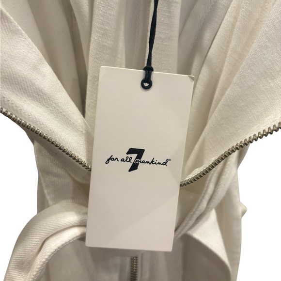 7 For All Mankind NWT Women’s White Denim Zip Front Flare Jumpsuit Size XS - Picture 8 of 10